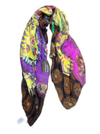 Fullart Tigers Sins, GLUTTONY  FullArt, multiple art print scarf on cashmere and silk 140X200