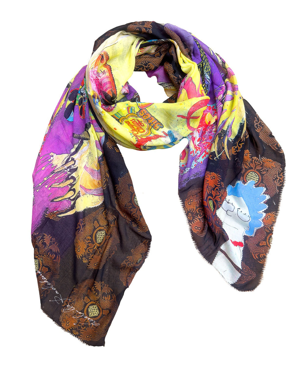 Fullart Tigers Sins, GLUTTONY  FullArt, multiple art print scarf on cashmere and silk 140X200