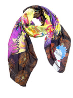 Fullart Tigers Sins, GLUTTONY  FullArt, multiple art print scarf on cashmere and silk 140X200