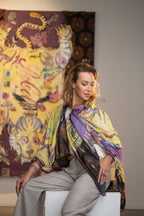 Fullart Tigers Sins, GLUTTONY  FullArt, multiple art print scarf on cashmere and silk 140X200