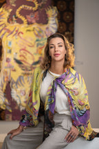 Fullart Tigers Sins, GLUTTONY  FullArt, multiple art print scarf on cashmere and silk 140X200