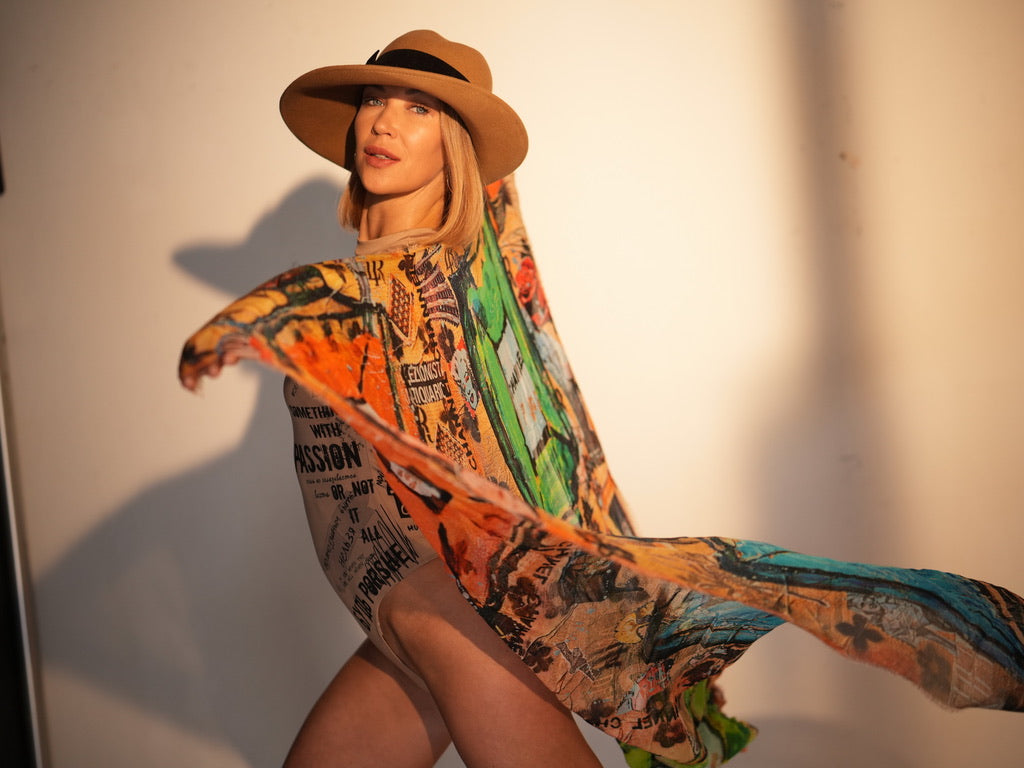 FullArt Gold Channel Of Life - Art Multiple Print Scarf 140X140, To Wear, Limited Edition