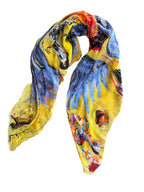 Fullart "GOLD GENEROSITY" FullArt, multiple art print scarf on cashmere and silk 140X140