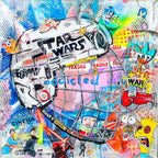 FullArt HUG PLEASE - multiple art print scarf on cashmere&silk 140X140