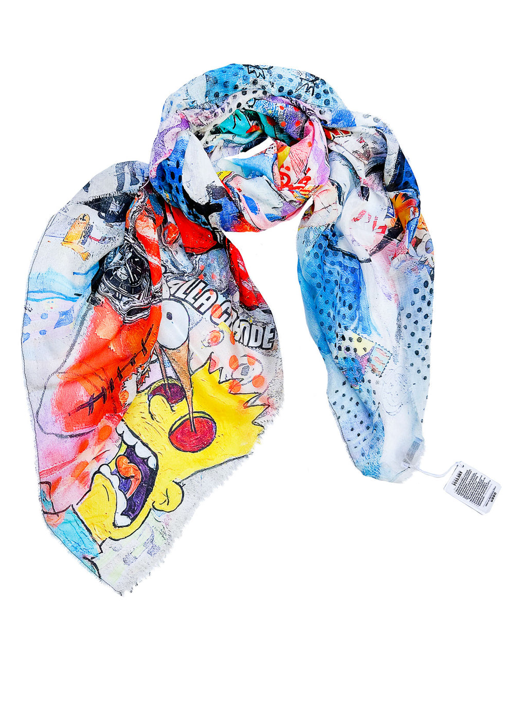 FullArt HUG PLEASE - multiple art print scarf on cashmere&silk 140X140