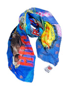 FullArt HUG PLEASE - multiple art print scarf on cashmere&silk 140X140
