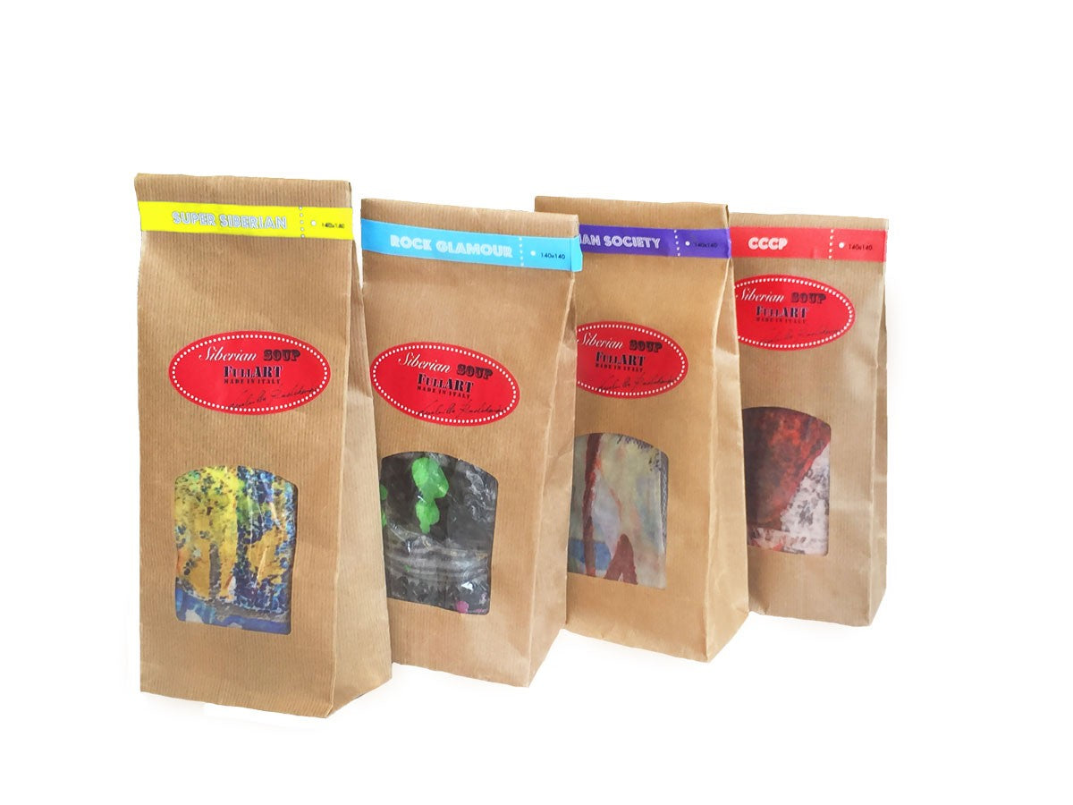 FullArt HUG PLEASE - multiple art print scarf on cashmere&silk 140X140