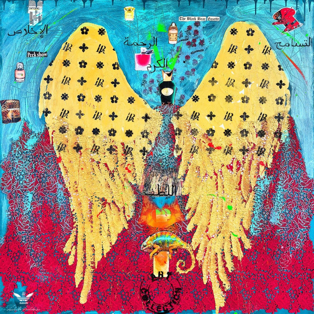 Fullart "HUMILITY JOURNEY" FullArt, multiple art print scarf on cashmere and silk 140X140