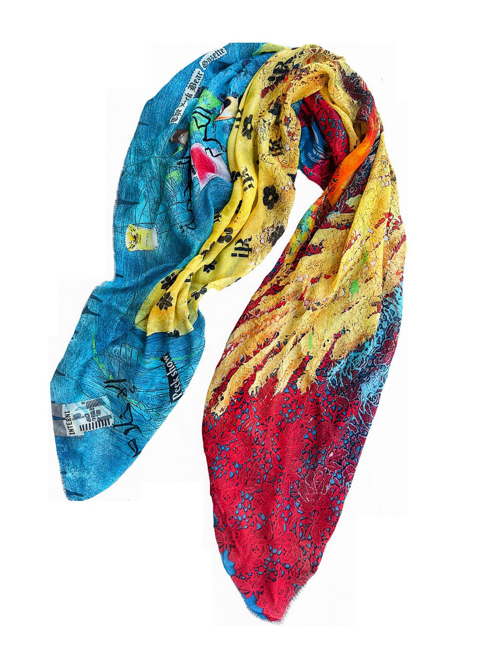 Fullart "HUMILITY JOURNEY" FullArt, multiple art print scarf on cashmere and silk 140X140