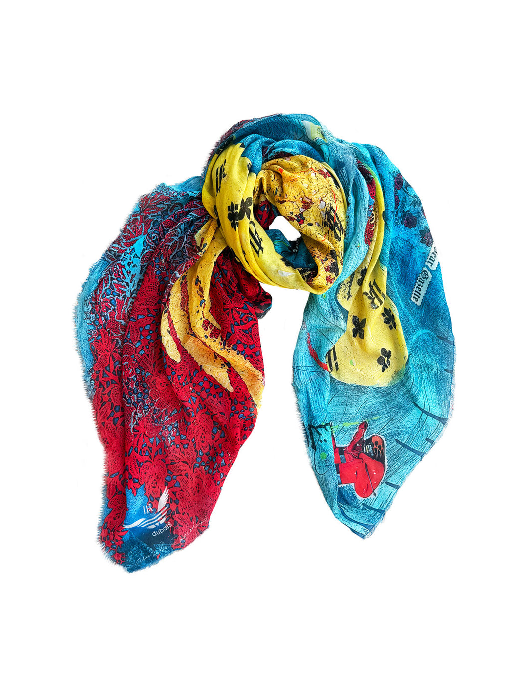 Fullart "HUMILITY JOURNEY" FullArt, multiple art print scarf on cashmere and silk 140X140