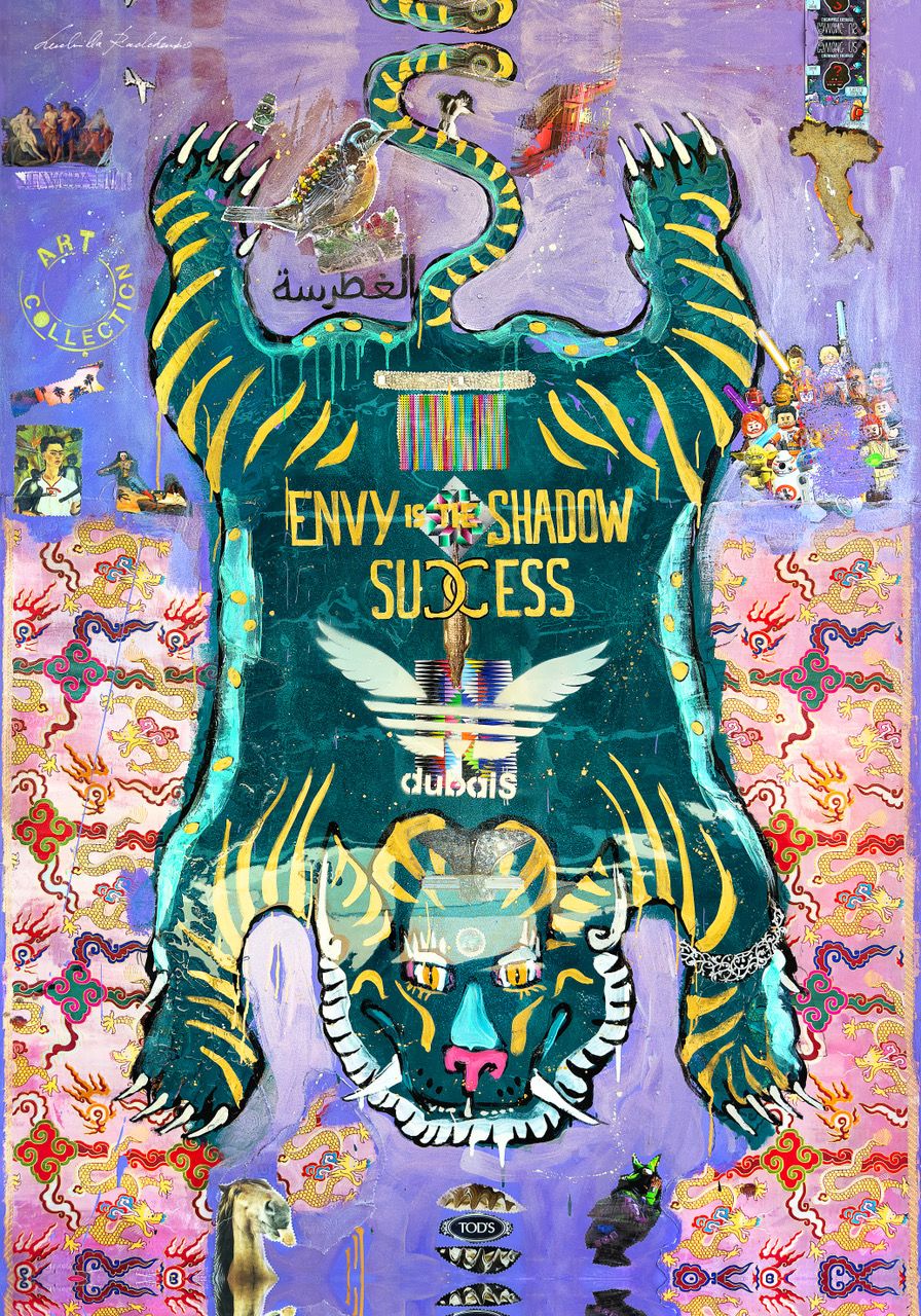 FullArt ENVY "The Wings of Power", multiple art print scarf on cashmere and silk 140X200