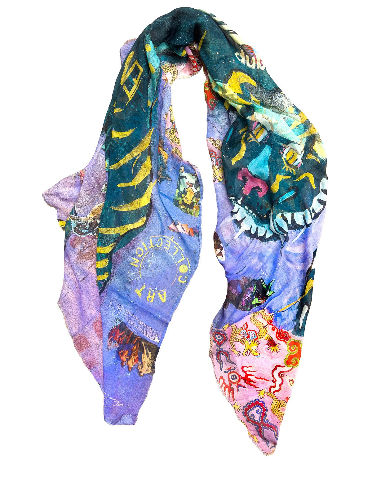 FullArt ENVY "The Wings of Power", multiple art print scarf on cashmere and silk 140X200