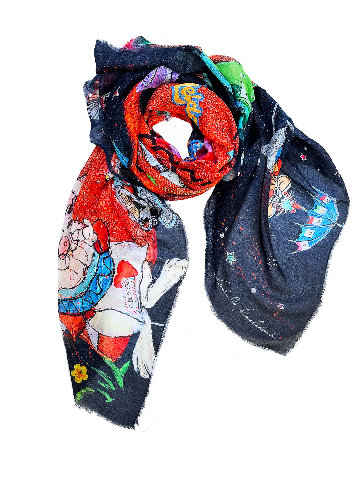 FullArt Kermesse D'Attente - multiple art to wear scarf 140X140