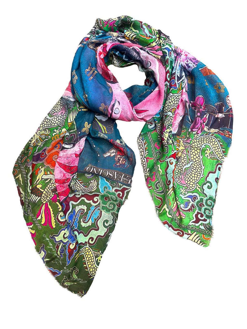 Fullart LUST, The Wings of Power -  FullArt, multiple art print scarf on cashmere and silk 140X200