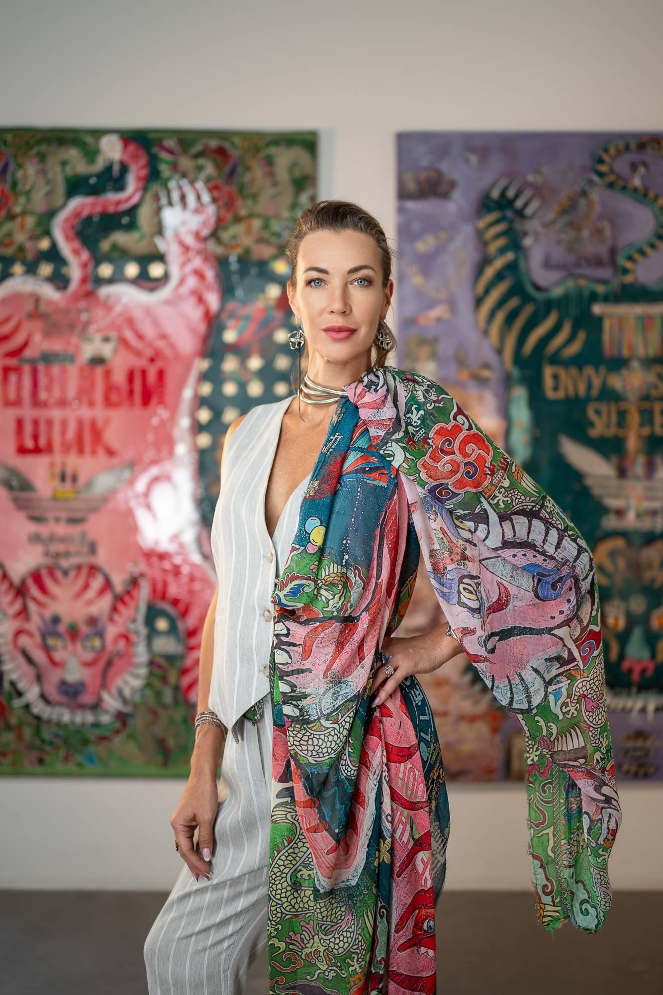 Fullart LUST, The Wings of Power -  FullArt, multiple art print scarf on cashmere and silk 140X200