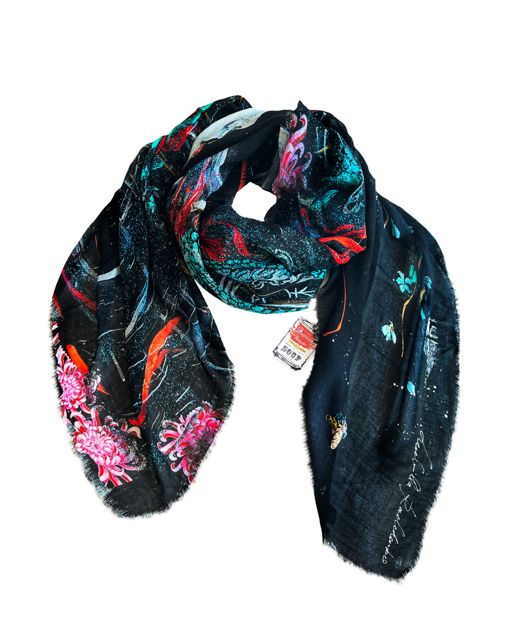 FullArt Night Samurai - Art Multiple Print Scarf 200X140, Art to Wear, Limited Edition