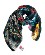 FullArt Night Samurai - Art Multiple Print Scarf 200X140, Art to Wear, Limited Edition