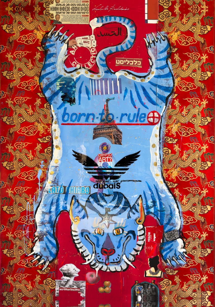 Fullart FullArt PRIDE, The Wings of Power  multiple art print scarf on cashmere and silk 140X200
