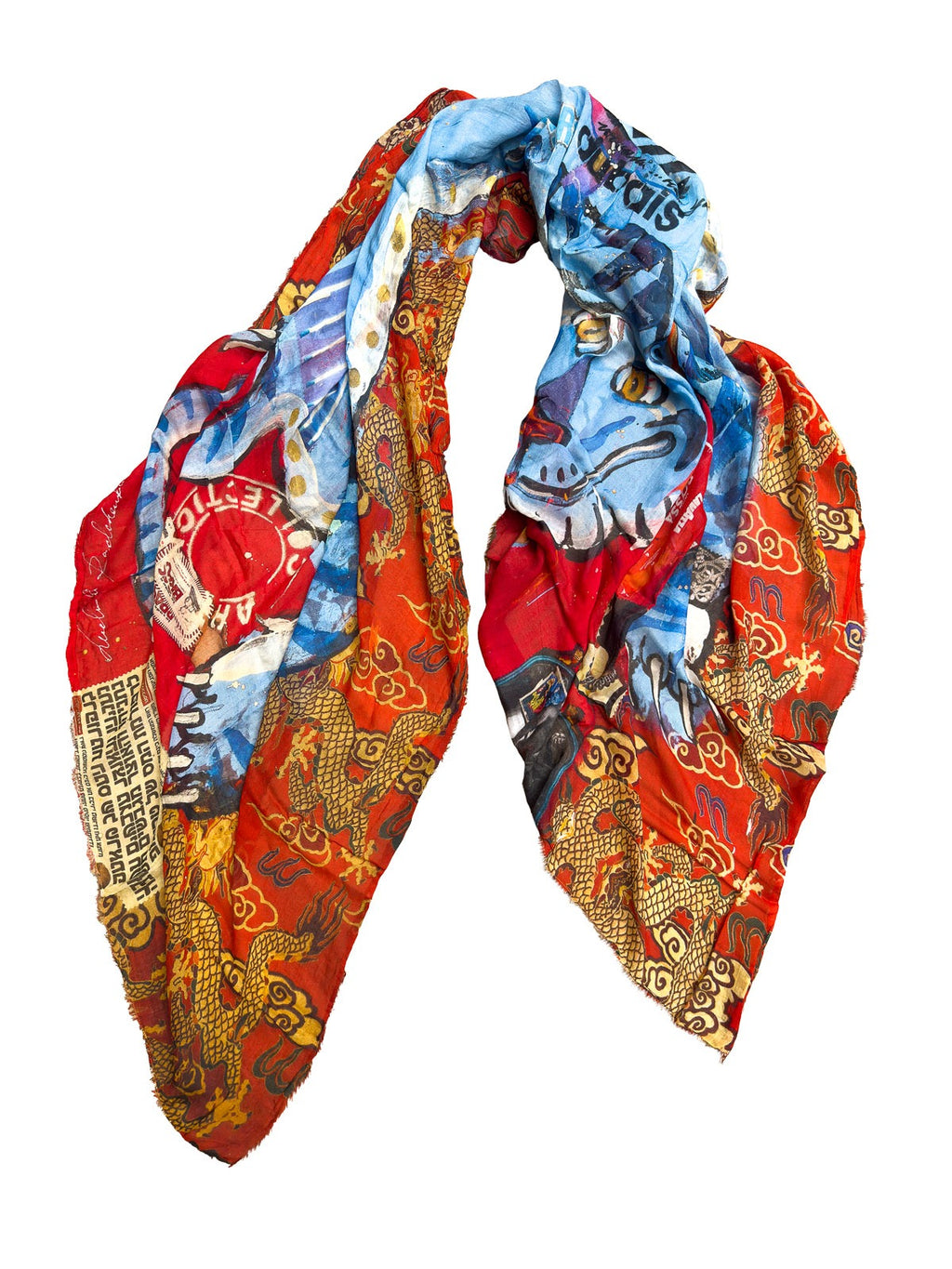 Fullart FullArt PRIDE, The Wings of Power  multiple art print scarf on cashmere and silk 140X200