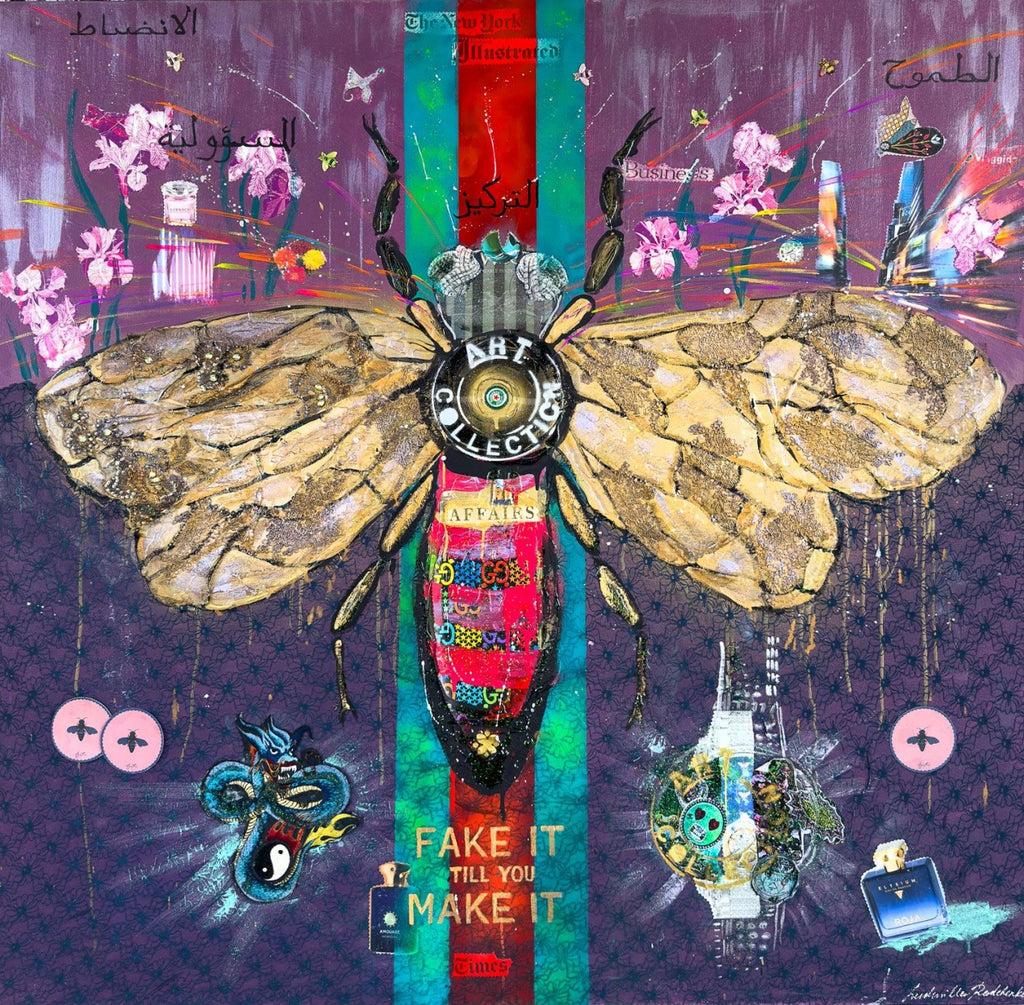 Fullart PERSEVERANCE DEAL" FullArt, multiple art print scarf on cashmere and silk 140X140