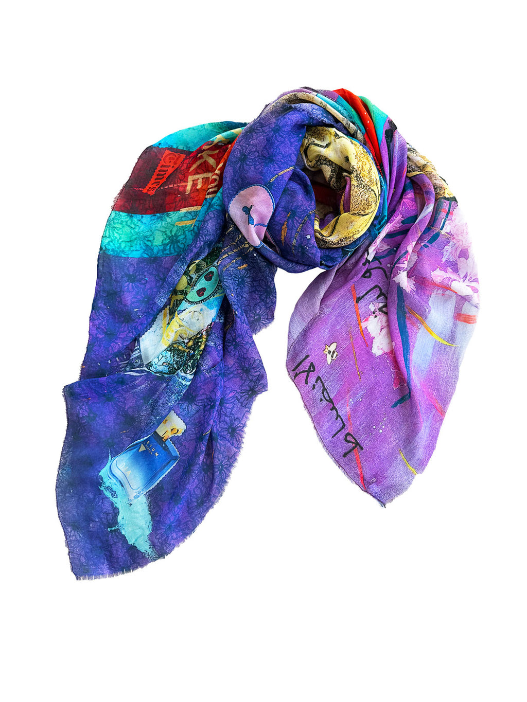 Fullart PERSEVERANCE DEAL" FullArt, multiple art print scarf on cashmere and silk 140X140