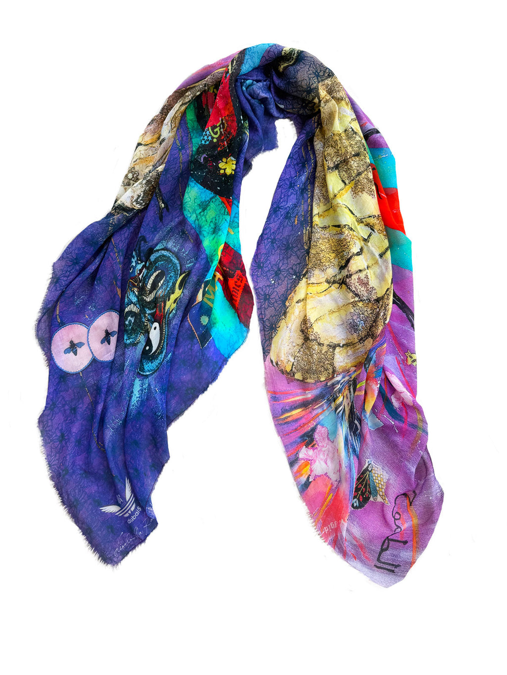 Fullart PERSEVERANCE DEAL" FullArt, multiple art print scarf on cashmere and silk 140X140