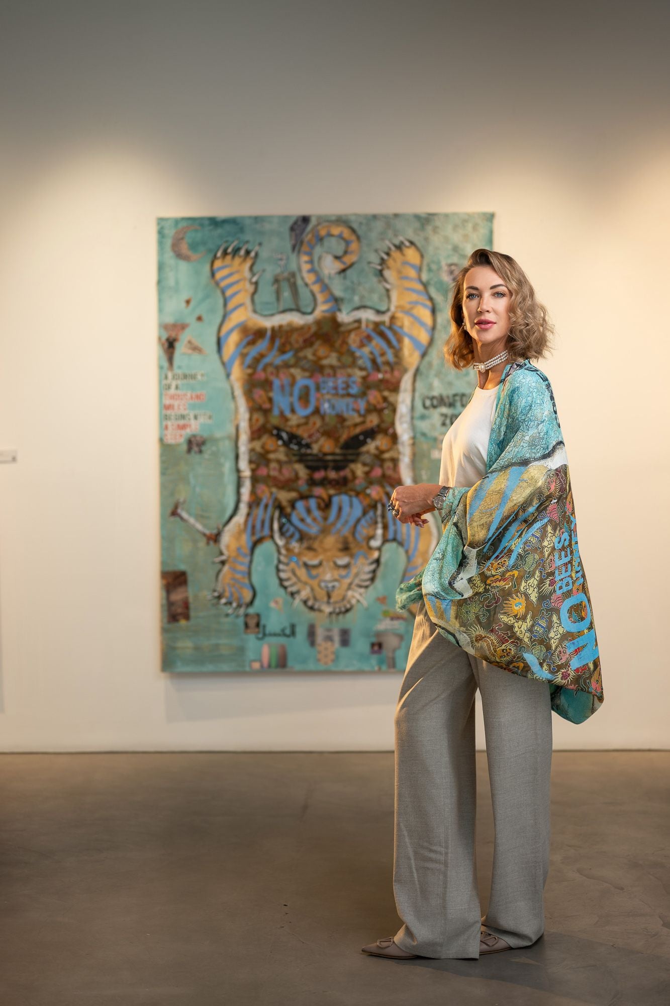 Fullart FullArt SLOTH, The Wings of Power, multiple art print scarf on cashmere and silk 140X200