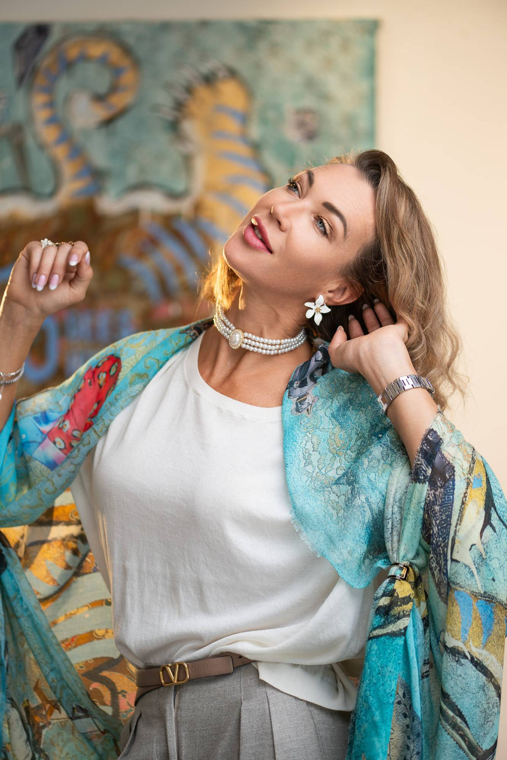 Fullart FullArt SLOTH, The Wings of Power, multiple art print scarf on cashmere and silk 140X200