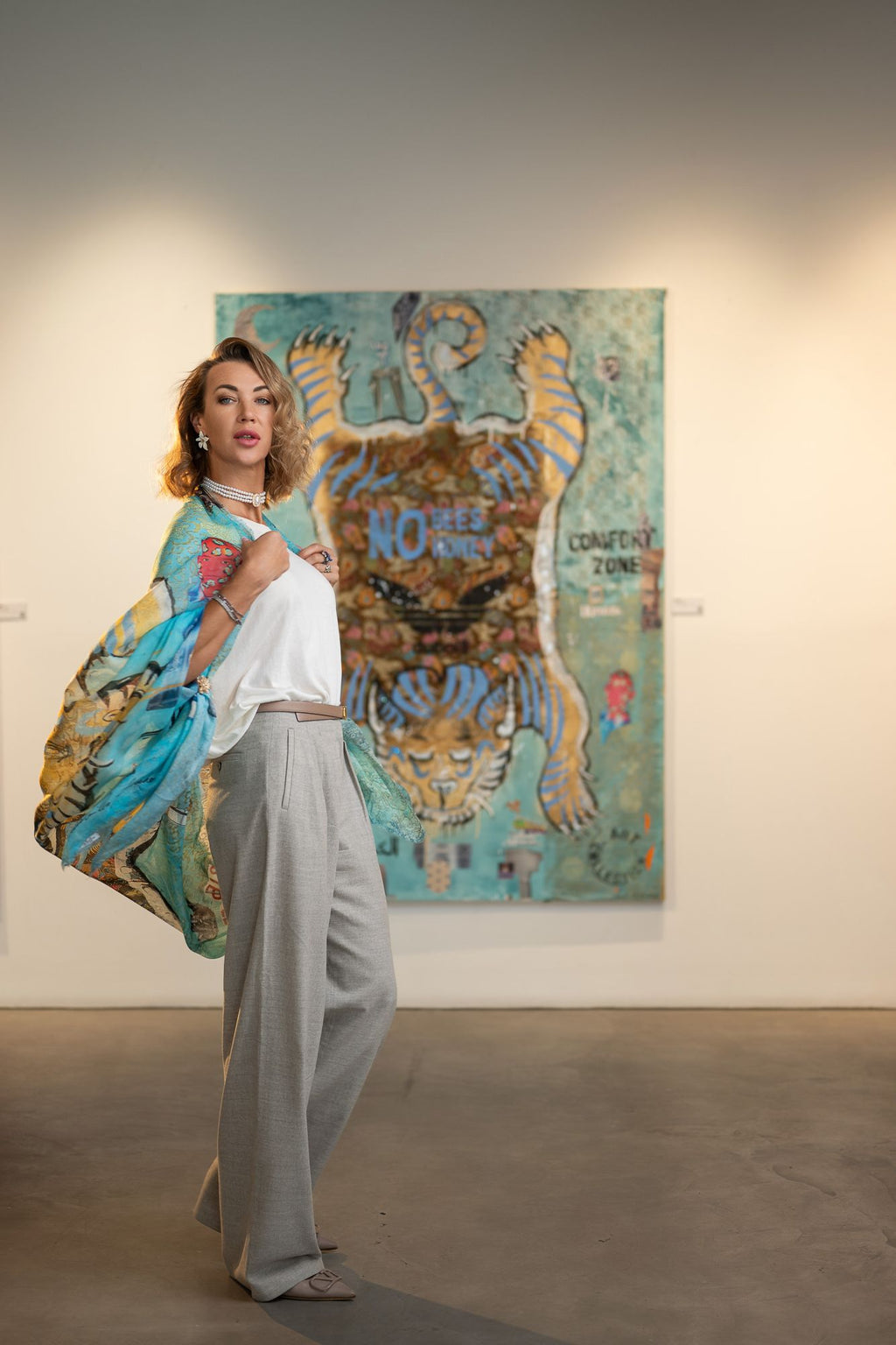 Fullart FullArt SLOTH, The Wings of Power, multiple art print scarf on cashmere and silk 140X200