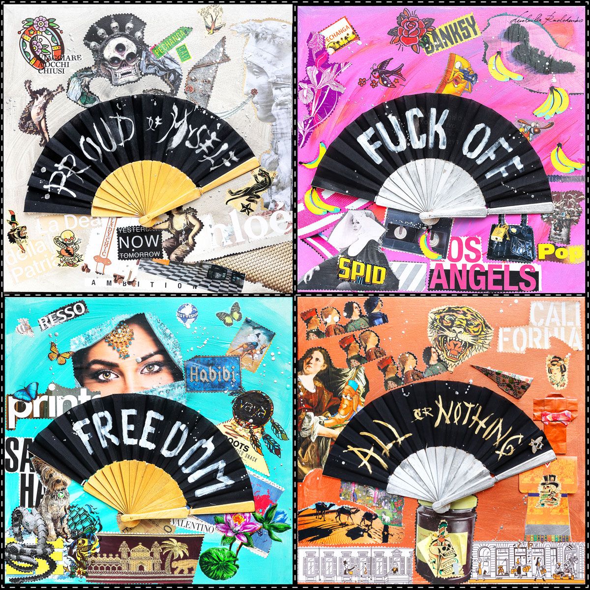 FullArt Pop Fan - Art Multiple Print Scarf 140X140, To Wear, Limited Edition