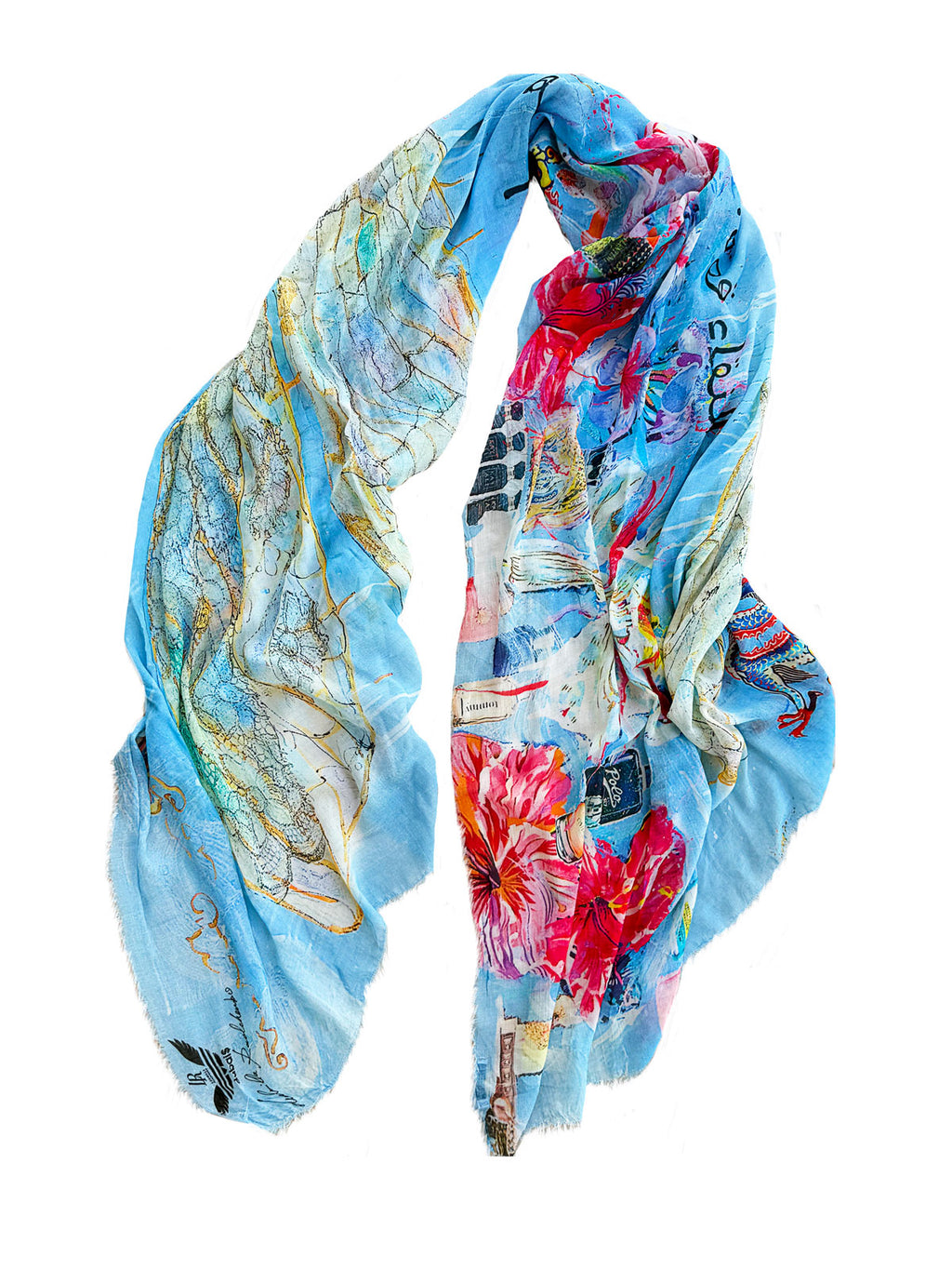 Fullart FullArt "PURITY SOUL", The Wings of Power , multiple art print scarf on cashmere and silk 140X200
