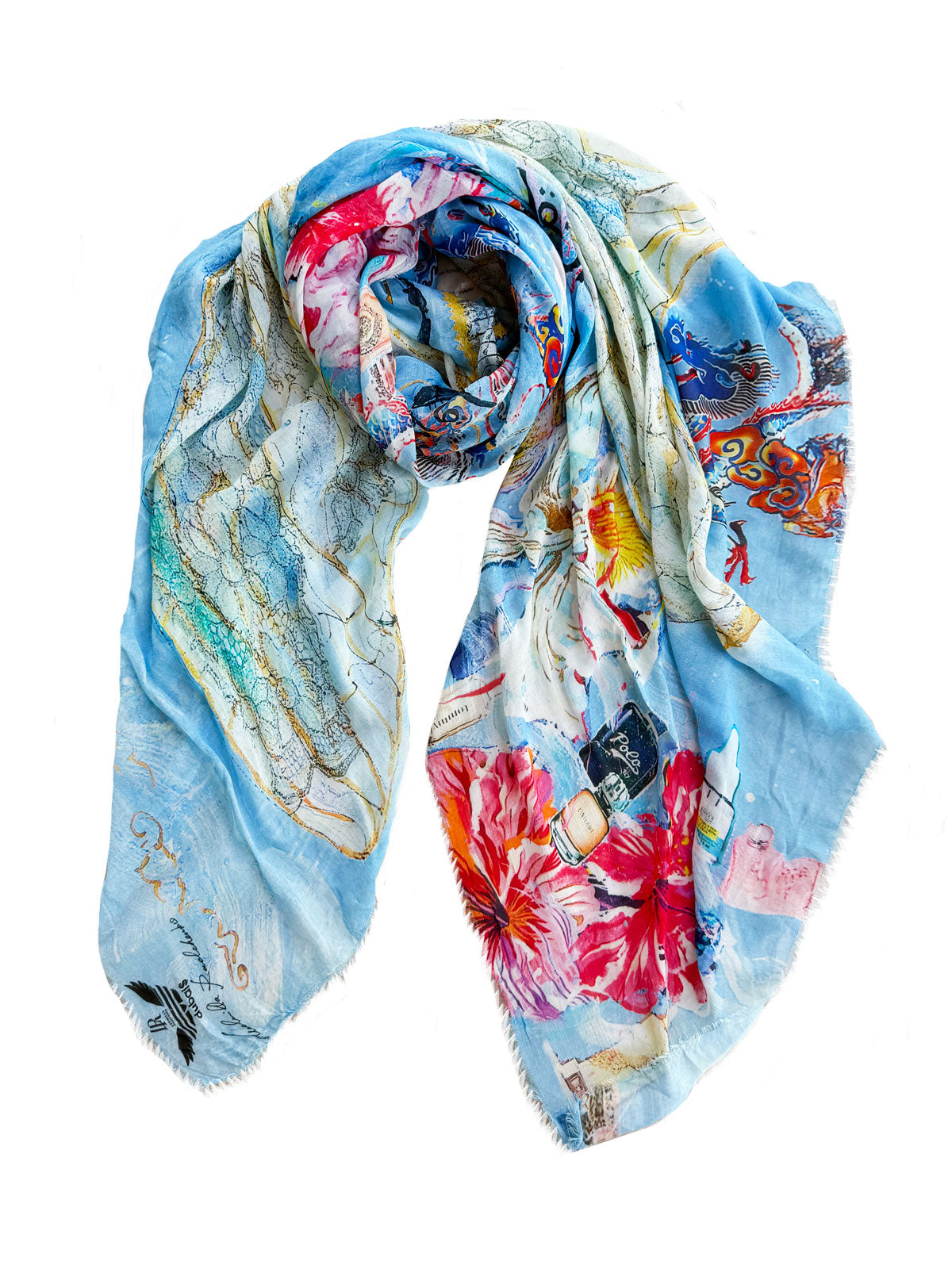 Fullart FullArt "PURITY SOUL", The Wings of Power , multiple art print scarf on cashmere and silk 140X200