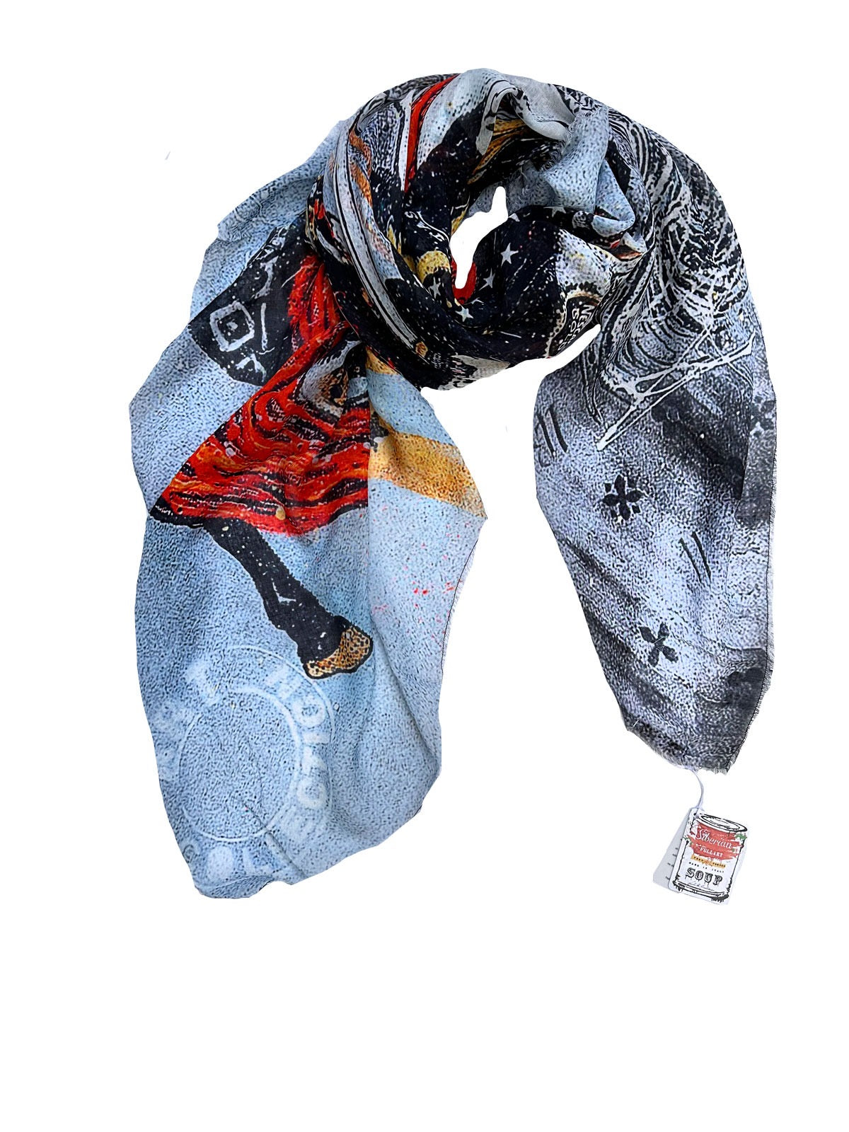 FullArt Samurai Fighting, Brand Revolution - Art Multiple Print Scarf on Cashmere & Silk 140X140, Limited Edition