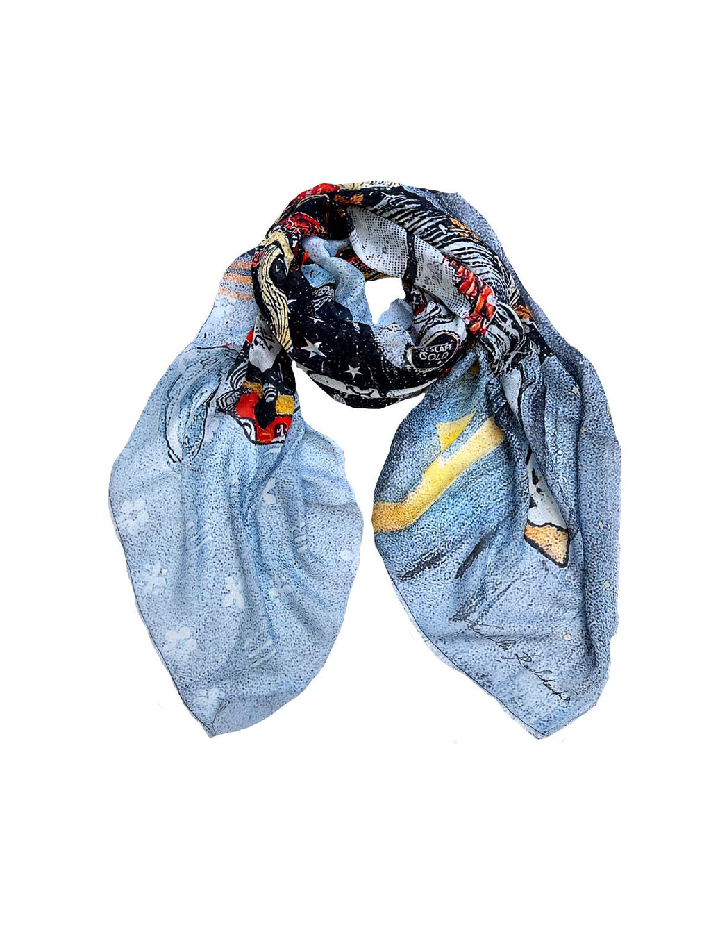 FullArt Samurai Fighting, Brand Revolution - Art Multiple Print Scarf on Cashmere & Silk 140X140, Limited Edition