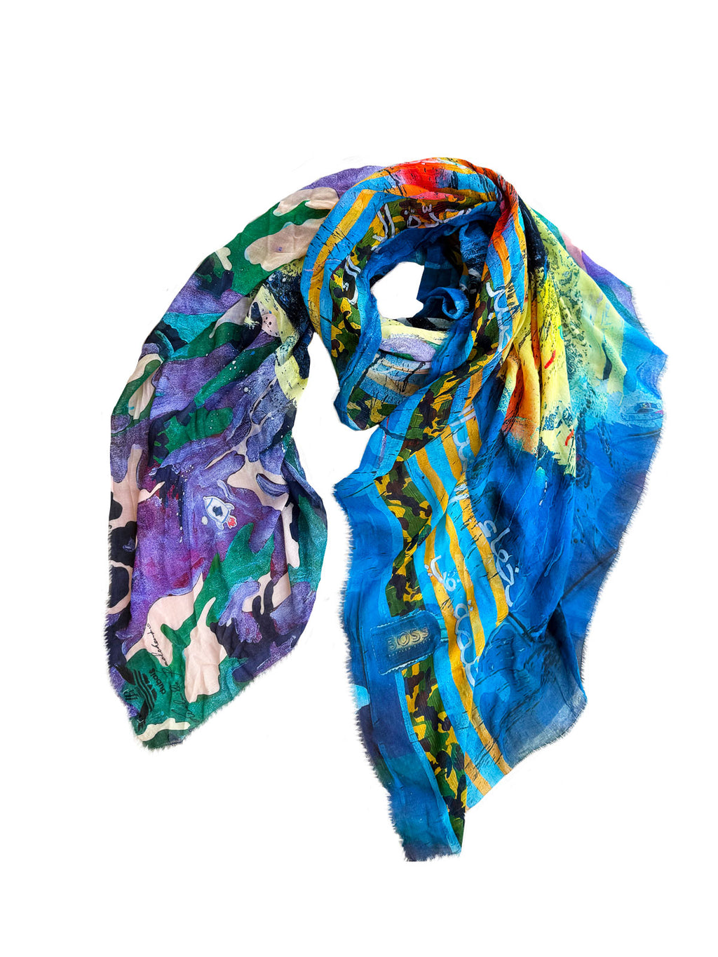 Fullart "TEMPERANCE BET" FullArt, multiple art print scarf on cashmere and silk 140X200