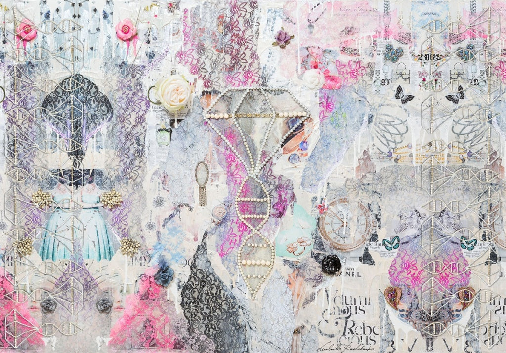 Fullart FullArt White Luxury - Multiple Art print scarf 200X140, art-to-wear, limited edition