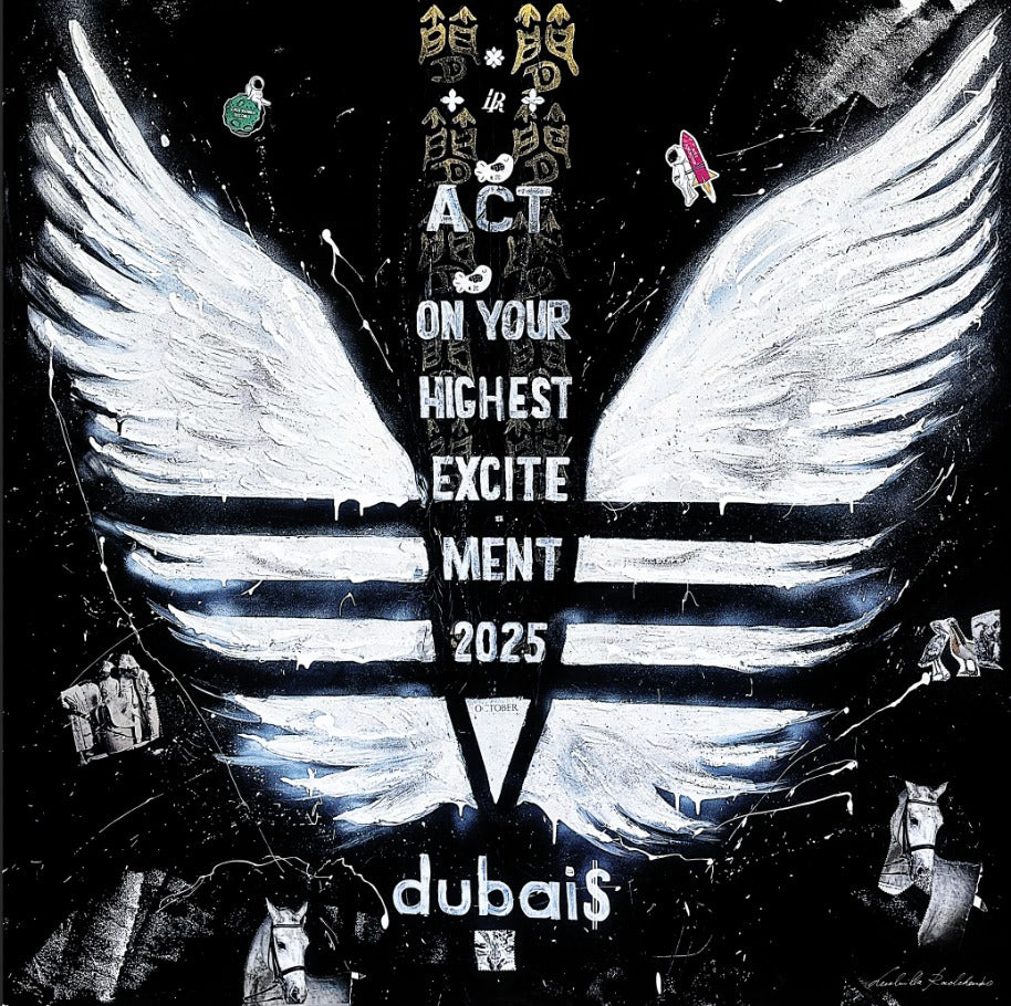 Fullart WHITE Power, The Wings of Power,  FullArt - multiple art print on cashmere&silk  140X140