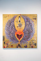GOLD GENEROSITY, Art Work 140X140 cm,  Art Series THE WINGS of POWER 2025, Dubai