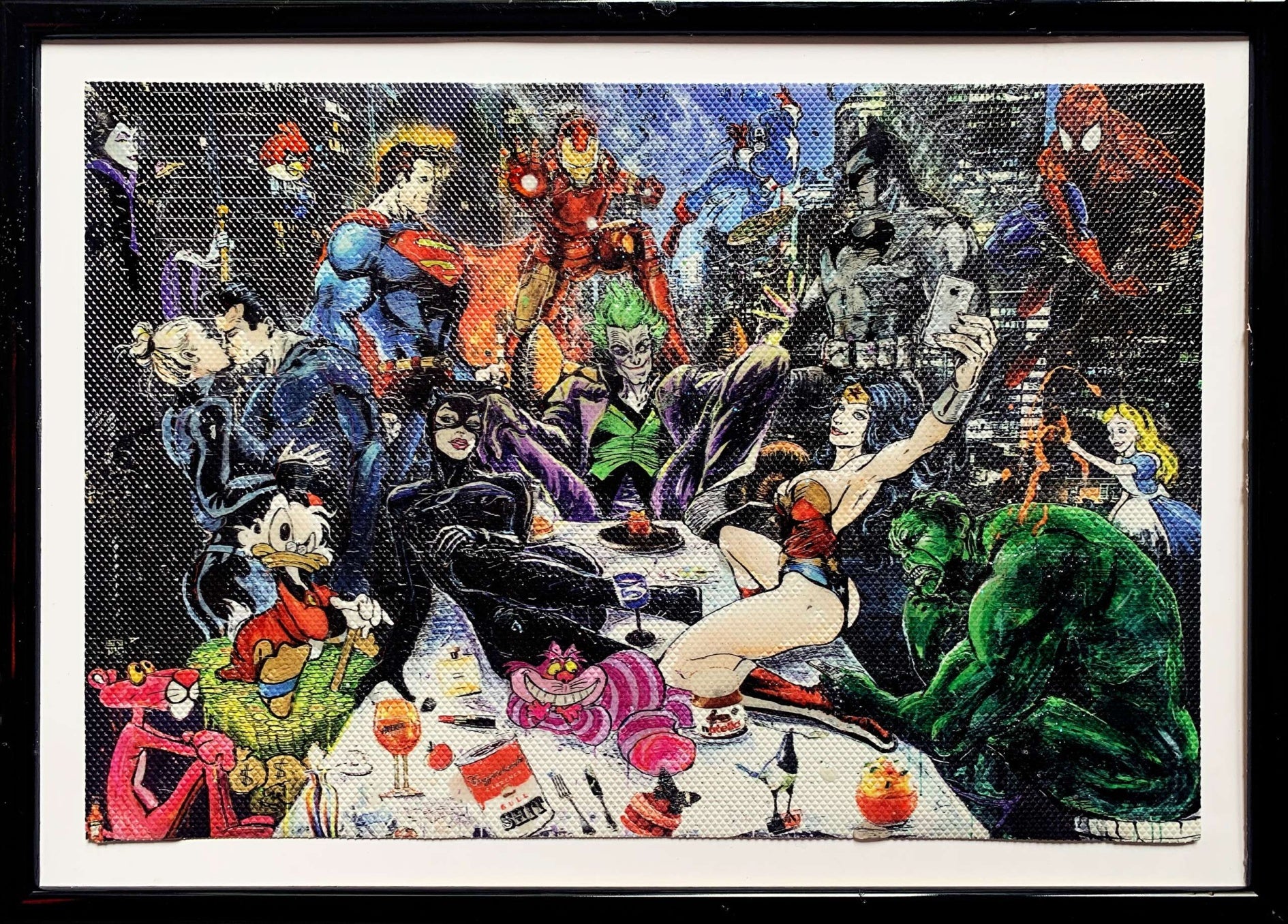 Last Dinner Of Power 40X45 , Multiplo Ritoccato A Mano Con La Resina