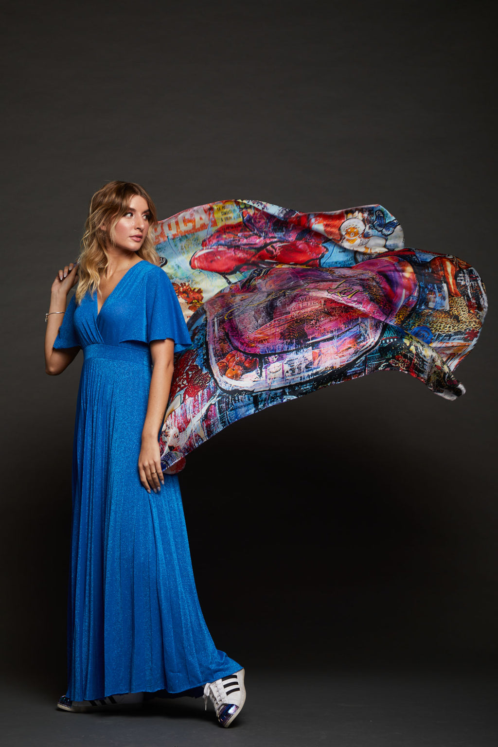 Luxury FullArt In Silk 100% Debater 140X140 Art Multiple Print Scarf 140X140, Art to Wear, Limited Edition