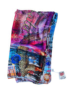 Luxury FullArt In Silk 100% Debater 140X140 Art Multiple Print Scarf 140X140, Art to Wear, Limited Edition