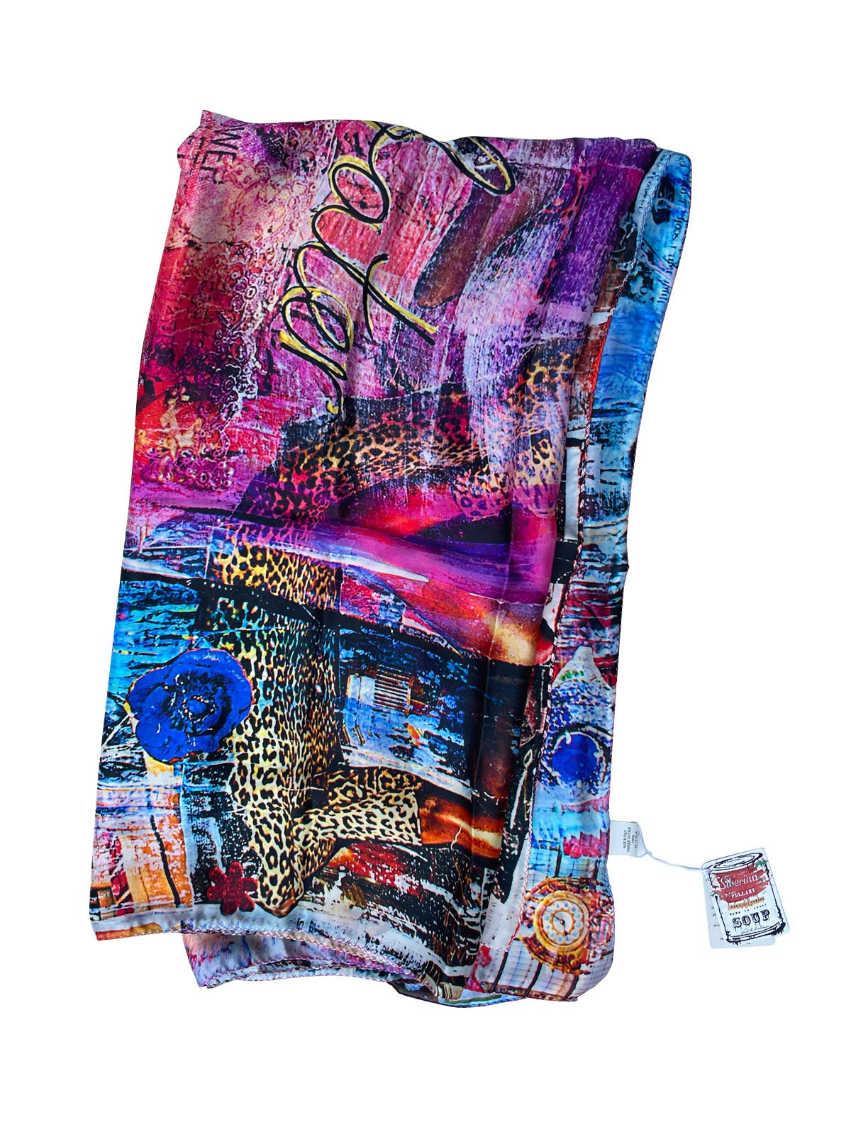 Luxury FullArt In Silk 100% Debater 140X140 Art Multiple Print Scarf 140X140, Art to Wear, Limited Edition