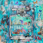 Luxury FullArt In Silk 100% DEFENDER 140X140 Art Multiple Print Scarf 140X140, Art-to-Wear, Limited Edition