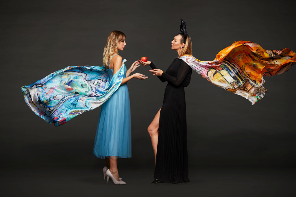 Luxury FullArt In Silk 100% DEFENDER 140X140 Art Multiple Print Scarf 140X140, Art-to-Wear, Limited Edition