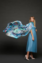 Luxury FullArt In Silk 100% DEFENDER 140X140 Art Multiple Print Scarf 140X140, Art-to-Wear, Limited Edition