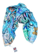 Luxury FullArt In Silk 100% DEFENDER 140X140 Art Multiple Print Scarf 140X140, Art-to-Wear, Limited Edition
