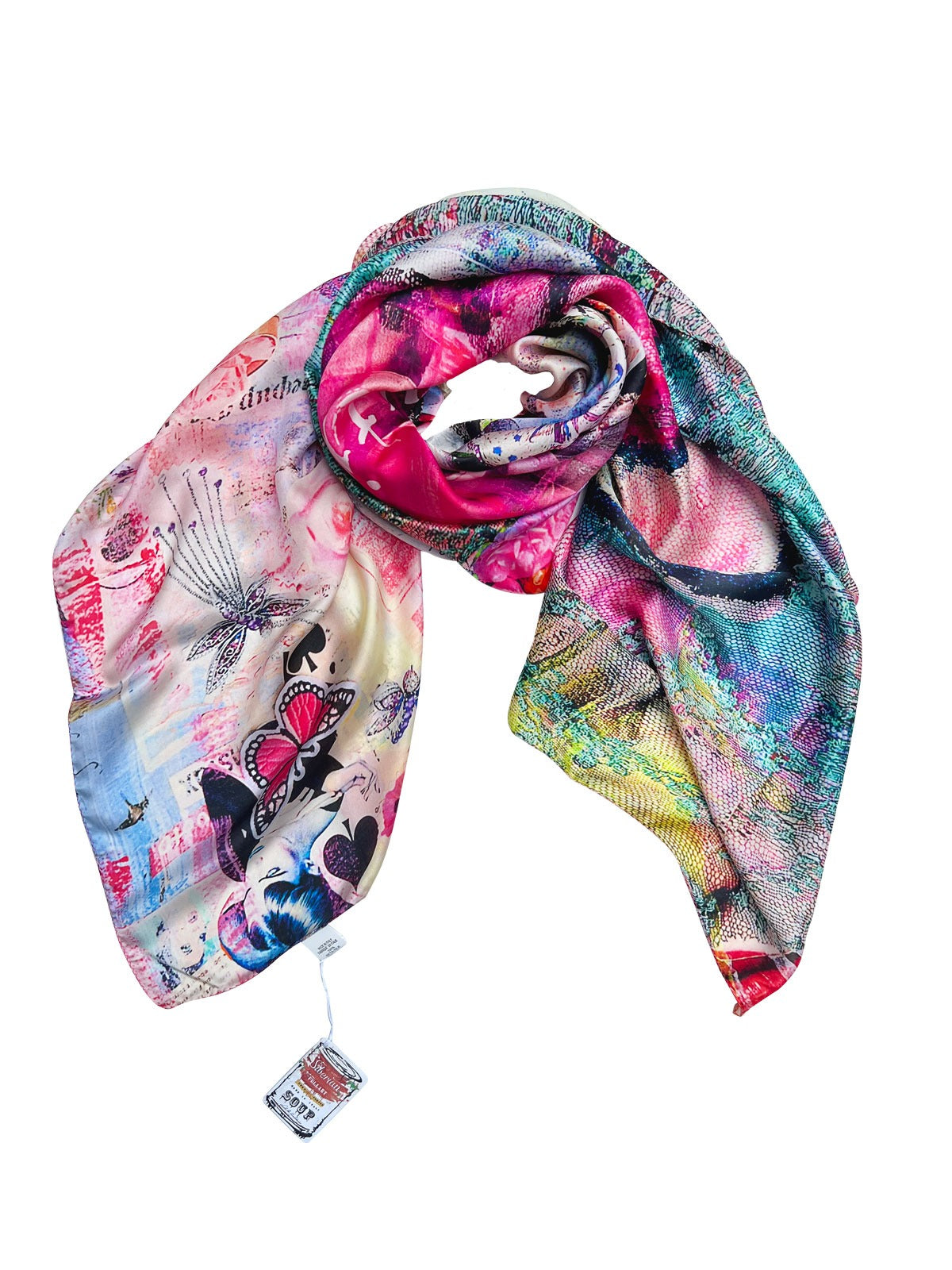 Luxury FullArt In Silk 100% EXECUTIVE 140X140 Art Multiple Print Scarf 140X140, Art-to-Wear, Limited Edition