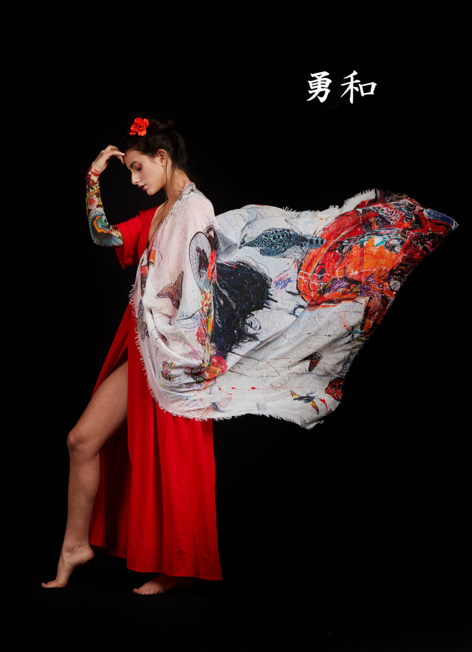 Symphony Of Silence - Fine Scarf Unisex Colorful Signed - 140X140Cm