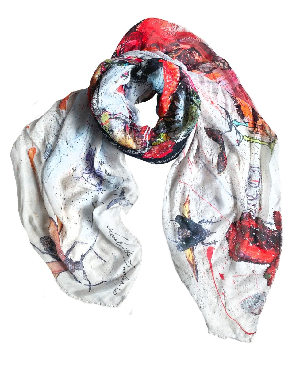 Symphony Of Silence - Fine Scarf Unisex Colorful Signed - 140X140Cm