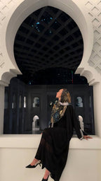 FullArt Black Luxury Hijab - Art Multiple Scarf 70X200, Art-to-Wear Meets Islamic Culture, Limited Edition